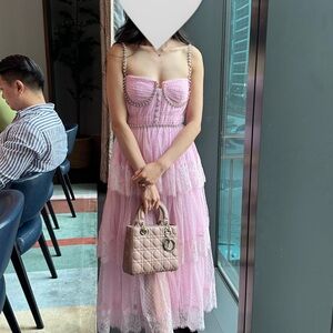 Self-Portrait Pink Lace Midi Dress